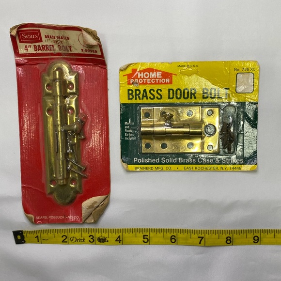 (2) New in Packaging BRASS DOOR BOLT LOCKS Home Protection - Picture 1 of 6